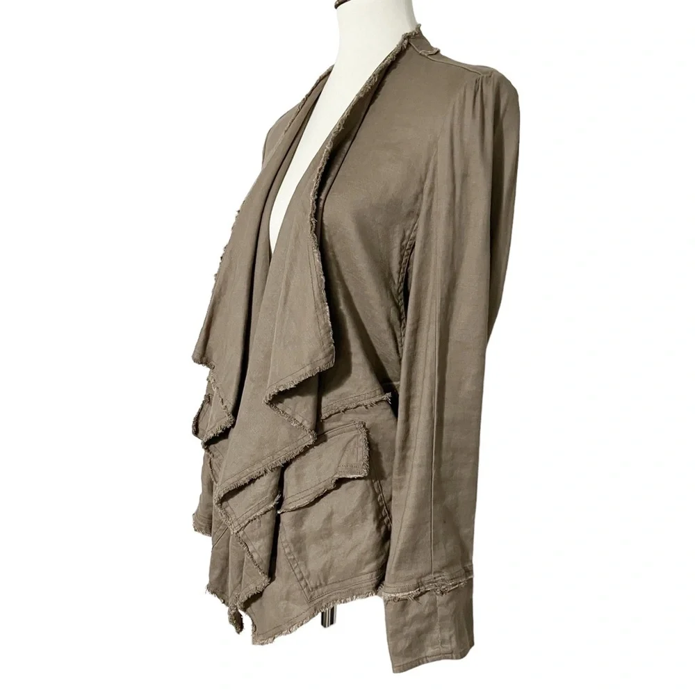 Free‎ People Raw Hem Femme Linen Waterfall Jacket